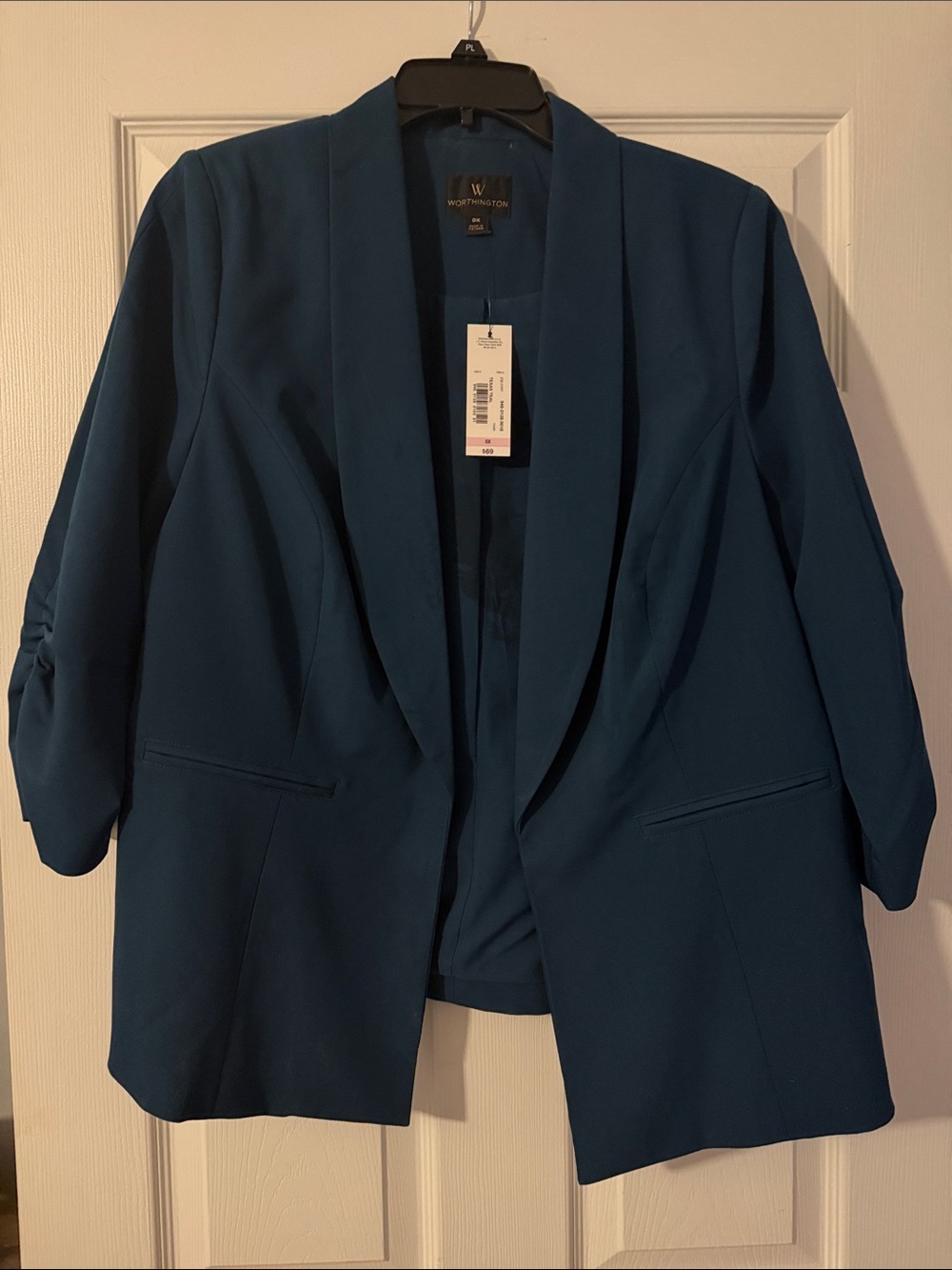 Worthington Teal Open-Front Draped Blazer